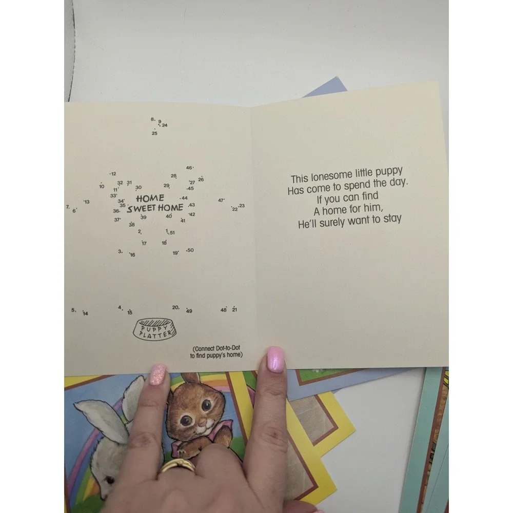 Vintage Childrens‎ Greeting Cards with Animals and Games 9 Cards with Envelopes